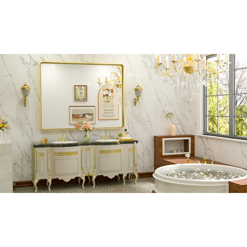 Miroir d'appoint Tyro, Doré, 42 po x 36 po, Rectangulaire