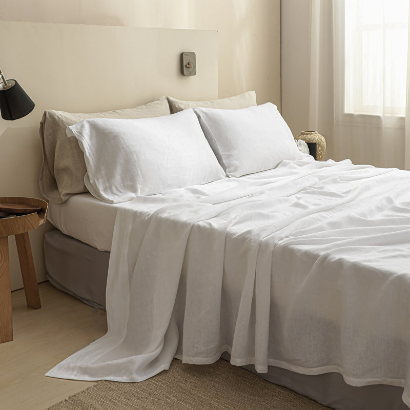 100% Linen Flat Sheet, King Flat Sheet, White
