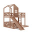 Lit superposé simple au dessus d'un lit double en bois massif avec glissière et barrière de sécurité en forme de X-131663450
