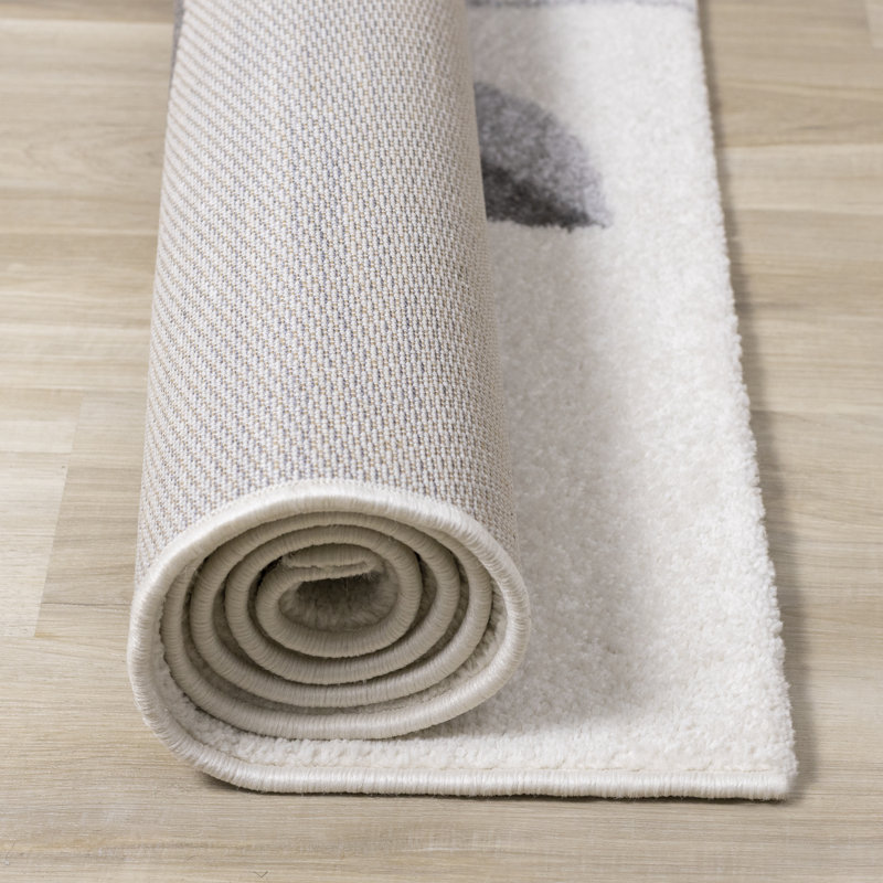 Tapis crème / bleu marine / gris Annabel, Rectangle 3 pi 11 po x 5 pi 7 po