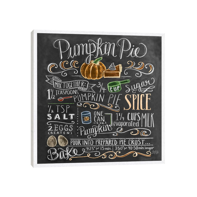 Pumpkin Pie Recipe - Print on Canvas, White Floater Framed, 45.72cm H x 45.72cm W x 3.81cm D
