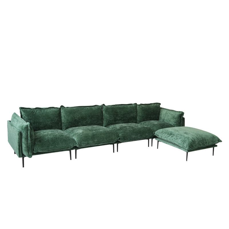 Nedek Upholstered 74.8'' Wide Velvet Reversible Modular Sofa & Chaise,3-piece, Green Velvet