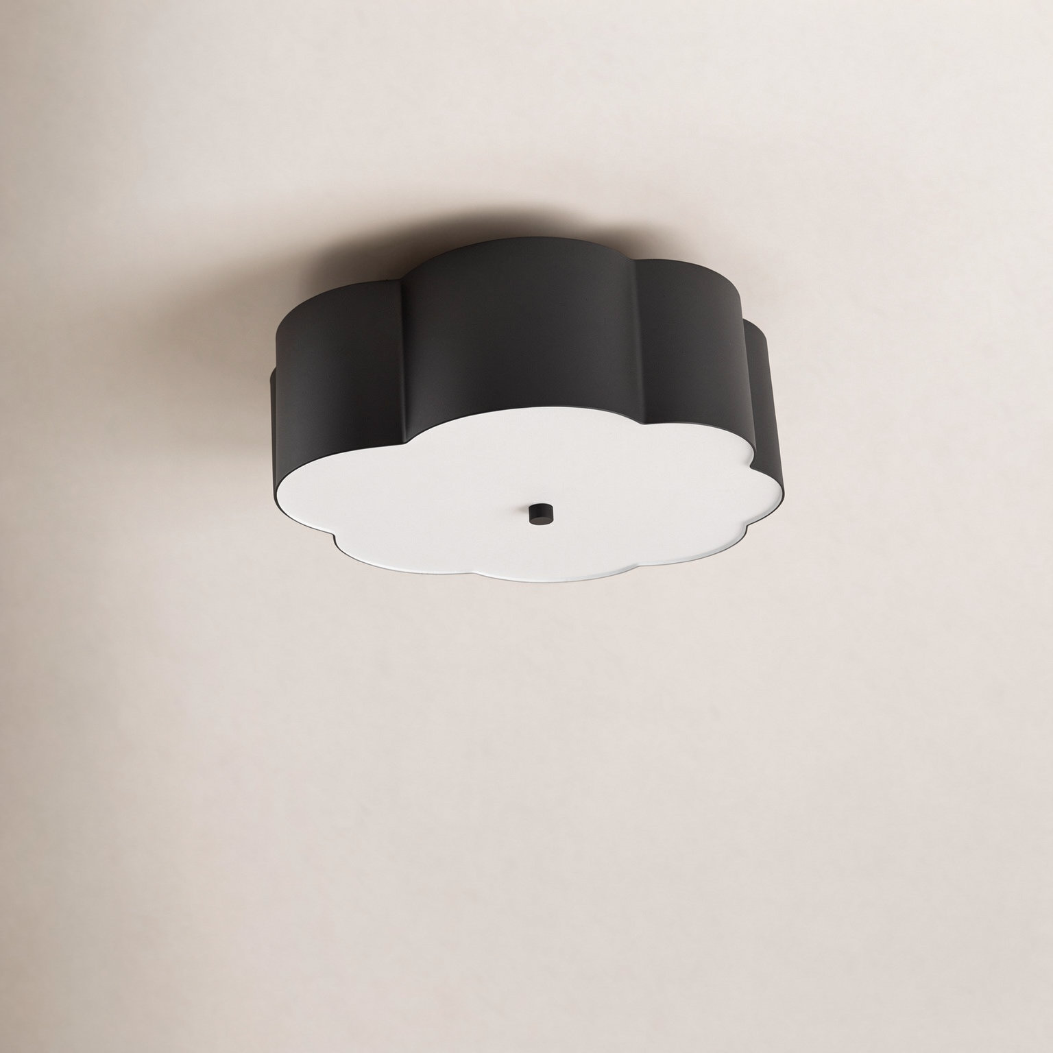 Embry 3-Light Flush Mount, Black, White/Black