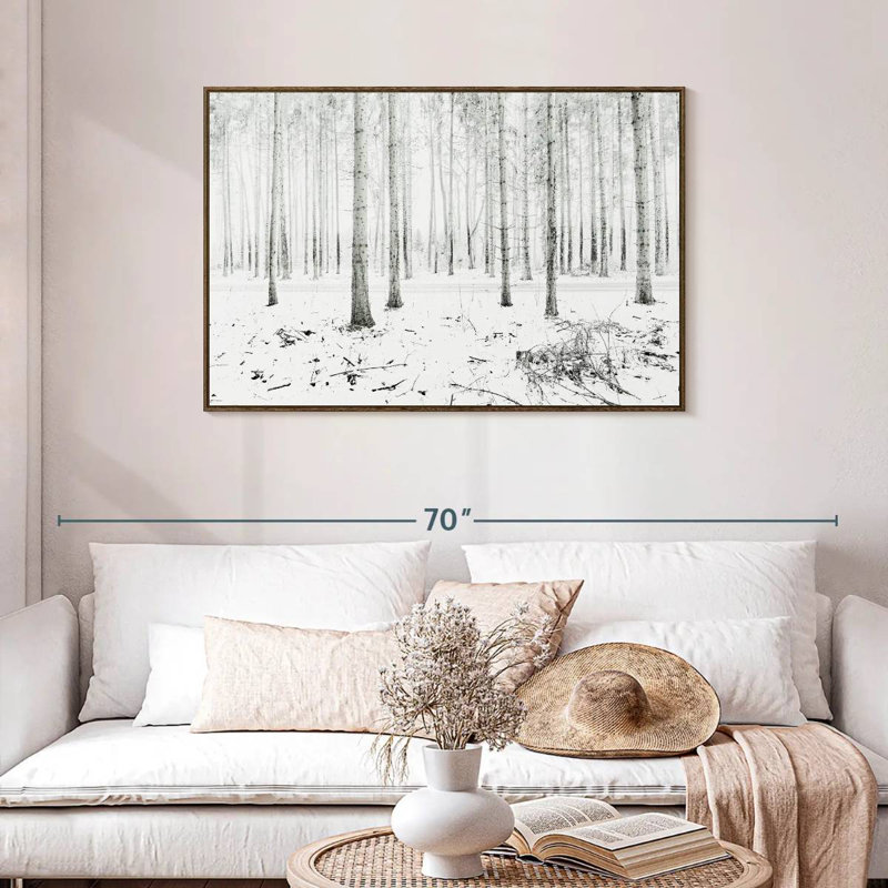 Forêt d'hiver de Langenargen, Cadre flottant noyer, 43 po x 29 po
