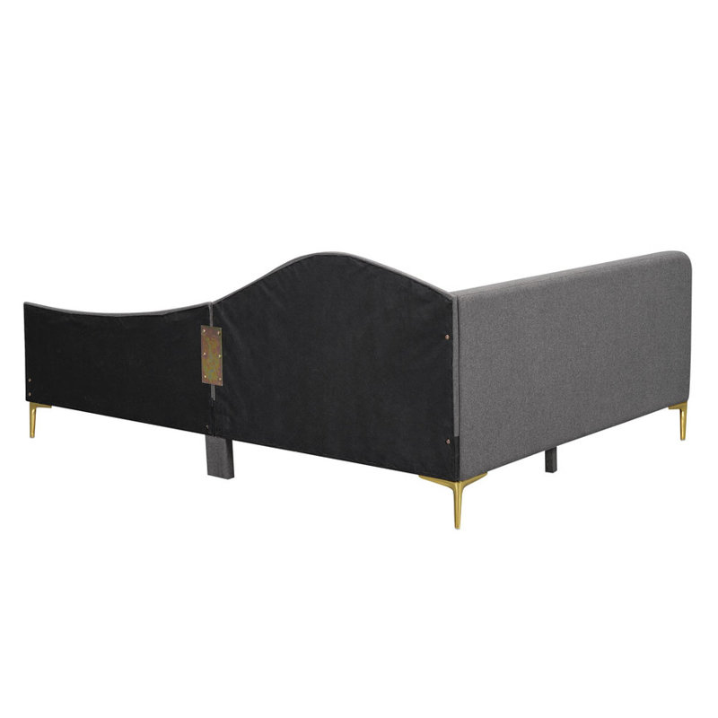 Full - Size Upholstered Daybed with Headboard & Armrest – Sturdy Support Legs, Modern Comfort, Gray