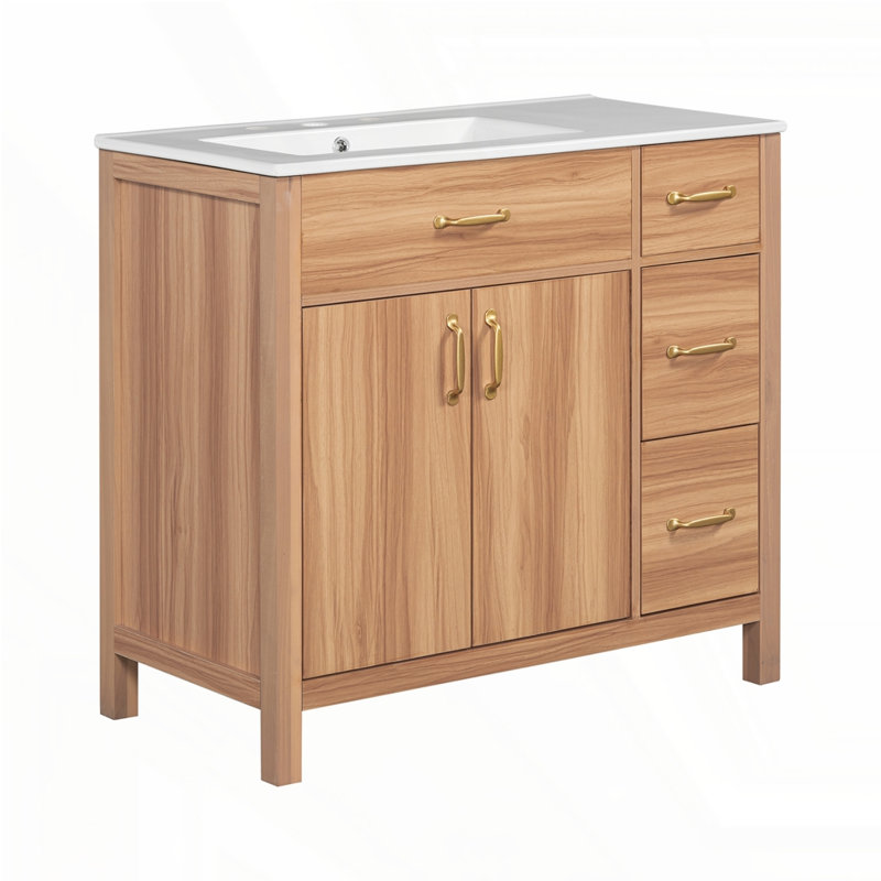 Meuble-lavabo en bois 36 po avec cadre en bois massif