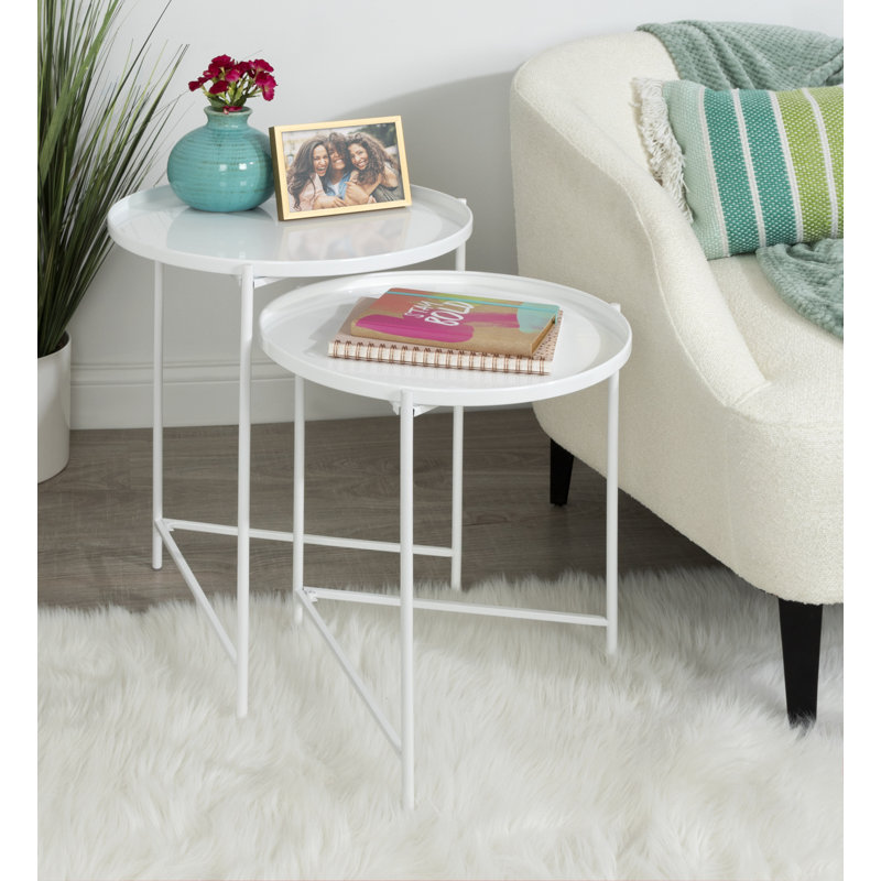 Gwynn Tray Top Nesting Tables, White Top/White Base