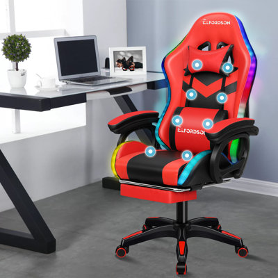 ELFORDSON Adjustable Faux Leather Swiveling PC & Racing Game Chair