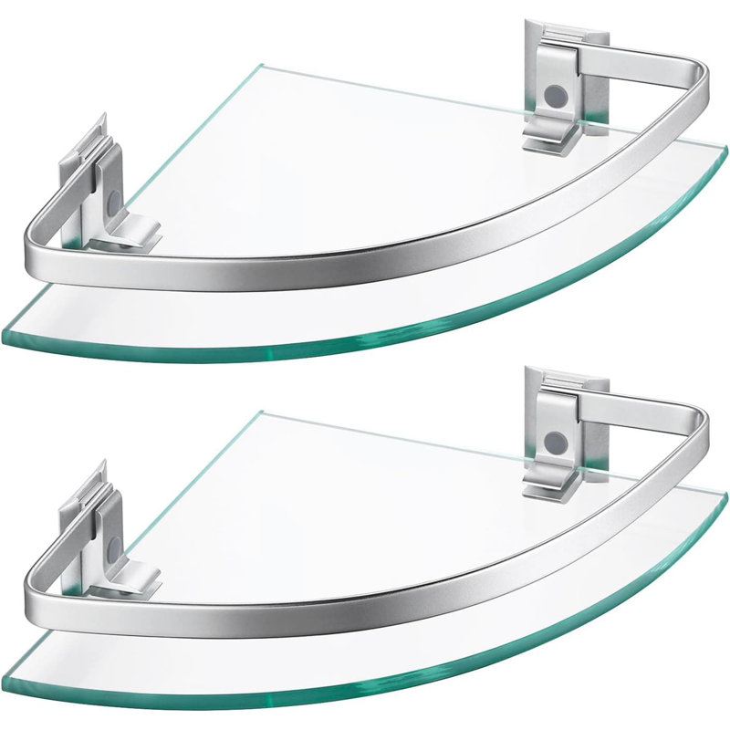 Ensemble de 2 tablettes de douche en verre trempé au sable argenté 8 mm