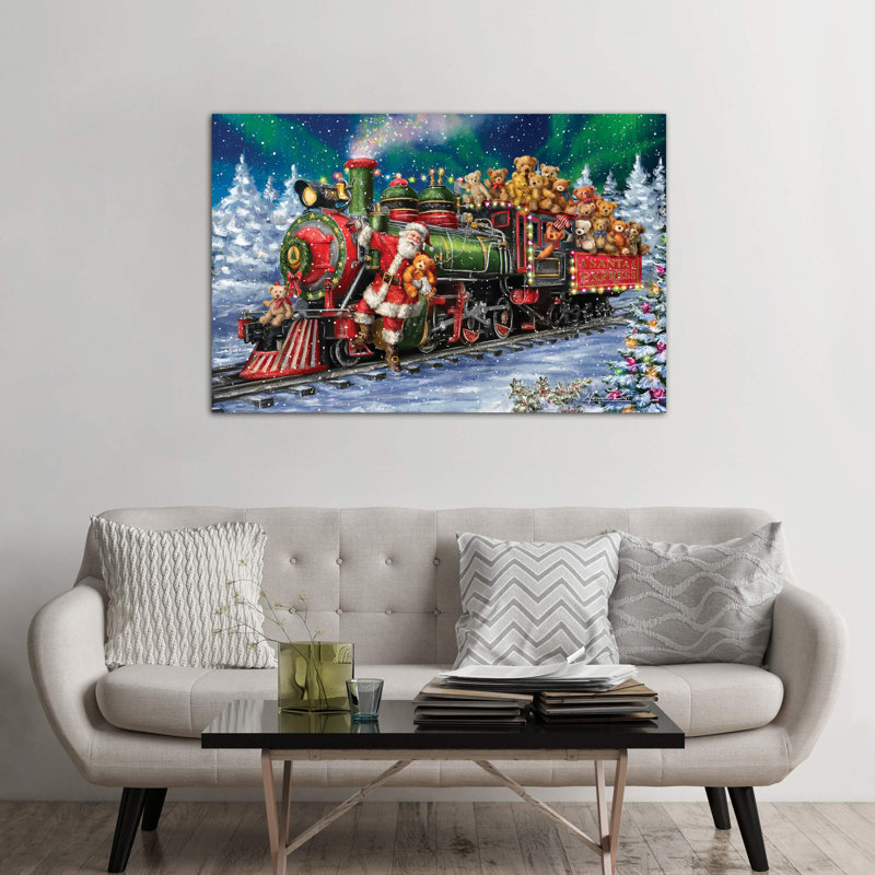 Santa Riding Train With Toy Bears by Marcello Corti - Wrapped Canvas Print, 101.6 cm H x 66.04 cm W x 1.91 cm D