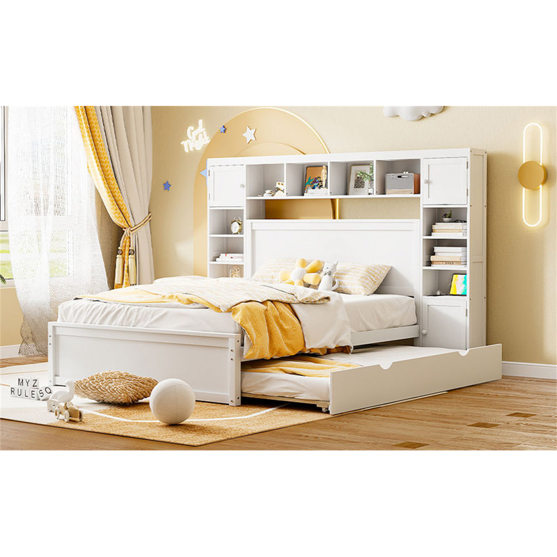 Lit en bois avec armoire tout-en-un, White