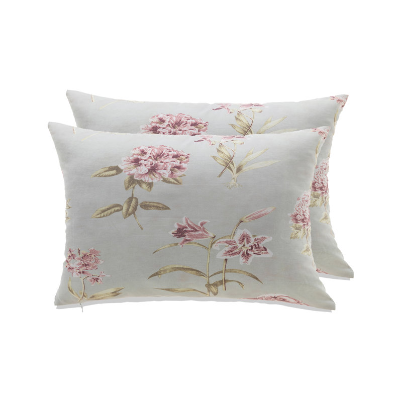 Ensemble de 2 coussins Florence, Motif floral bleu, H 14 po x l 22 po, Housse de coussin seulement - sans coussin