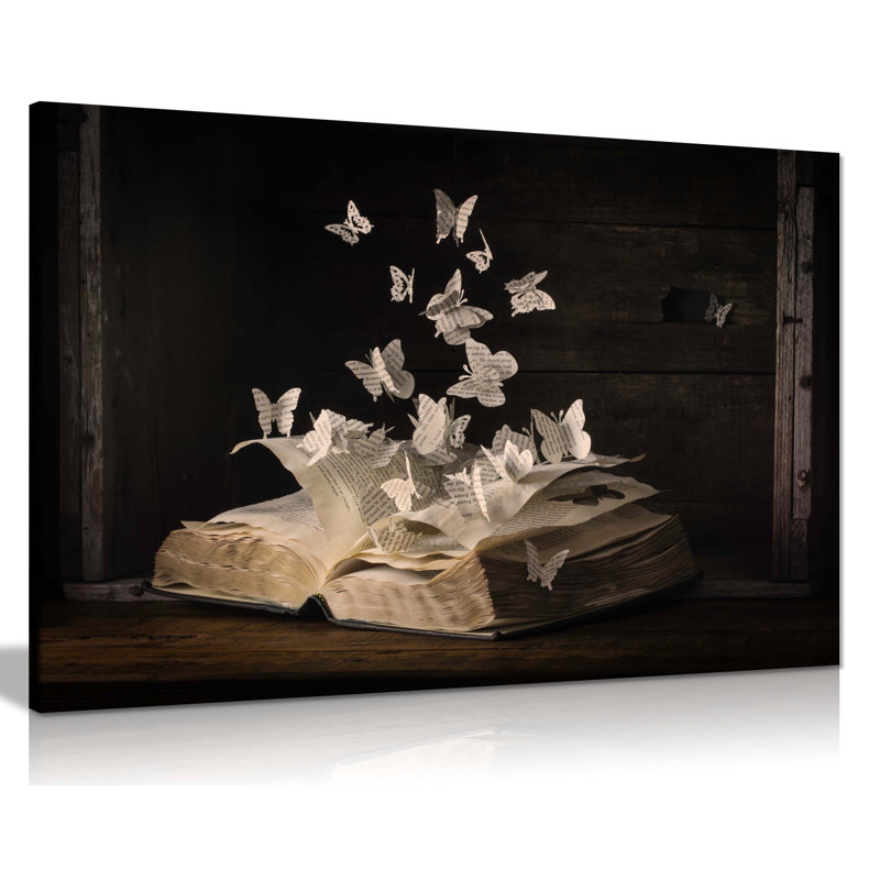 Book Butterfly Paper Cuts Artistic - Wrapped Canvas Art Prints, 76cm H x 51cm W