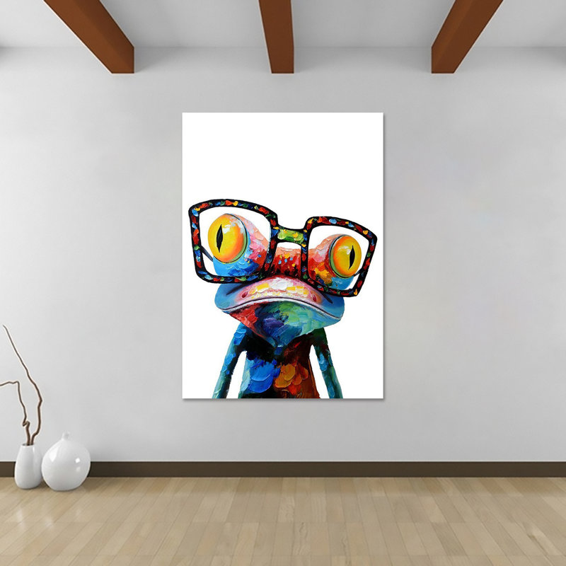 Frog With Glasses - Wrapped Canvas Print, 30.5cm H x 40.6cm W x 3.8cm D