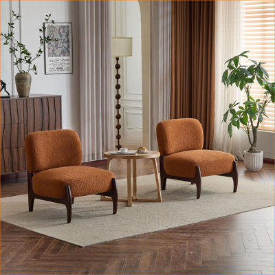Ensemble de 2 chaises d'appoint modernes 25,5 po Boucle pour adultes, structure en bois massif, revêtement doux et durable pour le bureau de la chambre à coucher