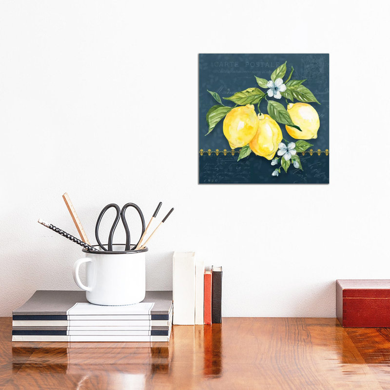 «Blue Lemon Squeeze I» par Carol Robinson - impression sur toile tendue, H 12 po x l 12 po x P 0,75 po