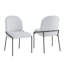 Chaise de salle à manger moderne avec tissu en polyester texturé en lin gris doux, structure en fer de couleur bronze, ensemble de 2, gris clair-1971650896