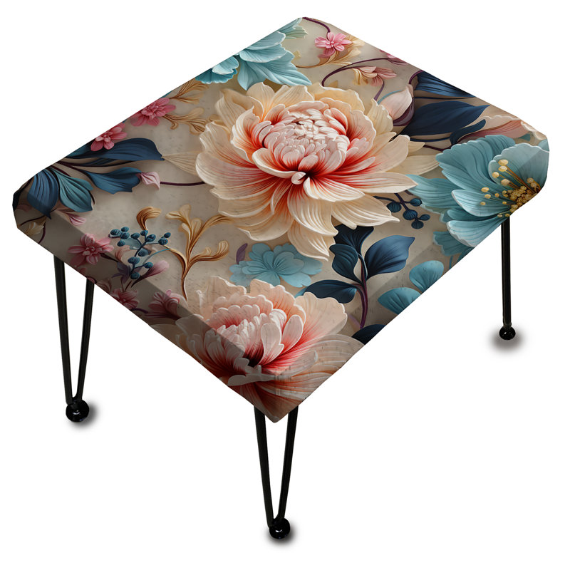 Rococo Flower Spiral Victorian Pattern - Floral Rectangle Ottoman