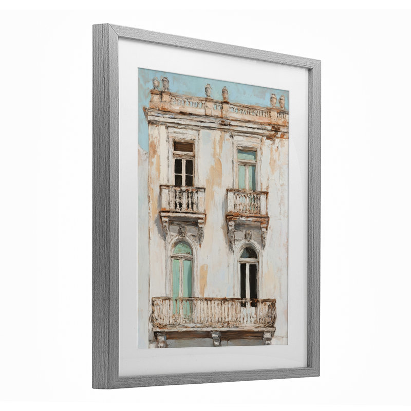 «Aged Architecture City Buildings», reproduction encadrée sous verre, conception de Petal Prints Design, H 21 po x l 17 po