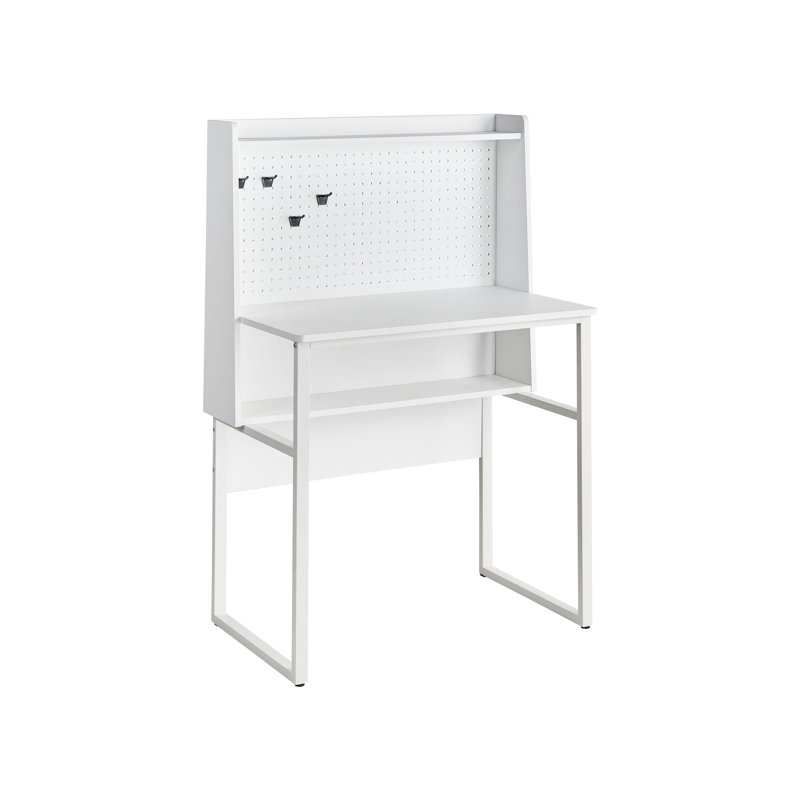 Metal Base Writing Desk, White/White