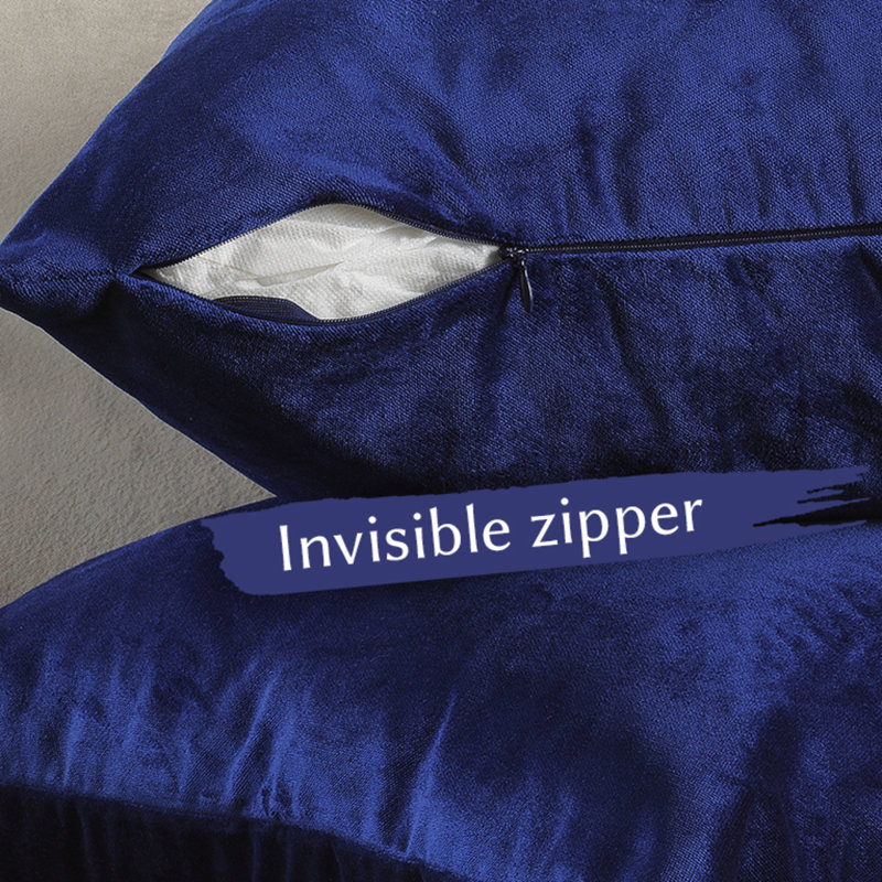 Housses de coussin rectangulaires en velours mat, 45 bleu marine