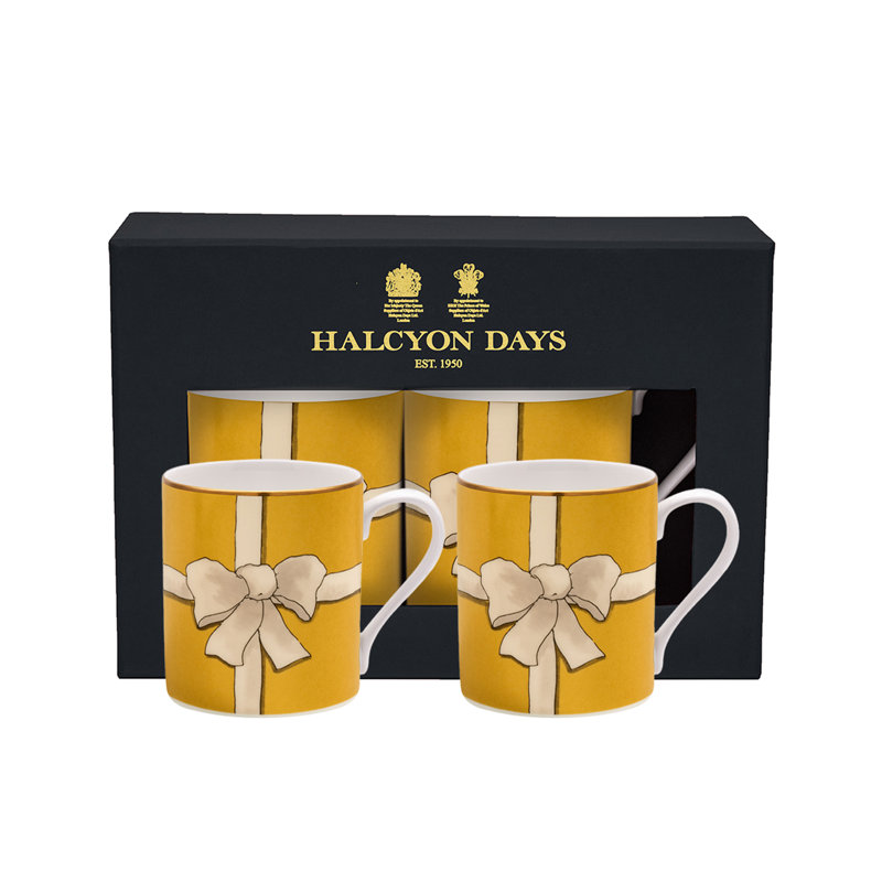 Ruban - or - ensemble de grandes tasses X 2