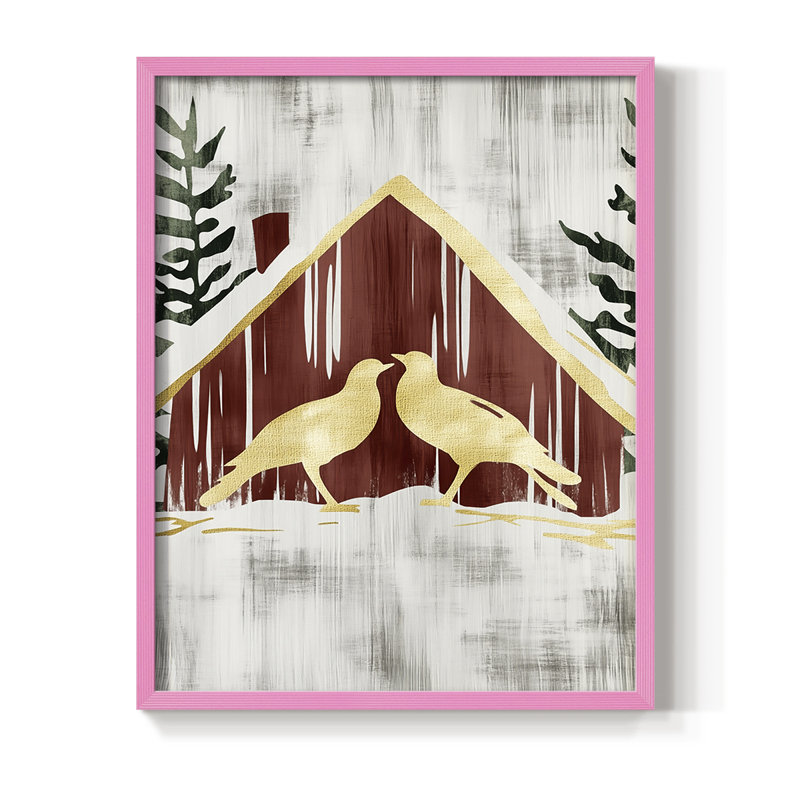 Reproduction encadrée - bois massif, Rose, H 11 po x l 9 po