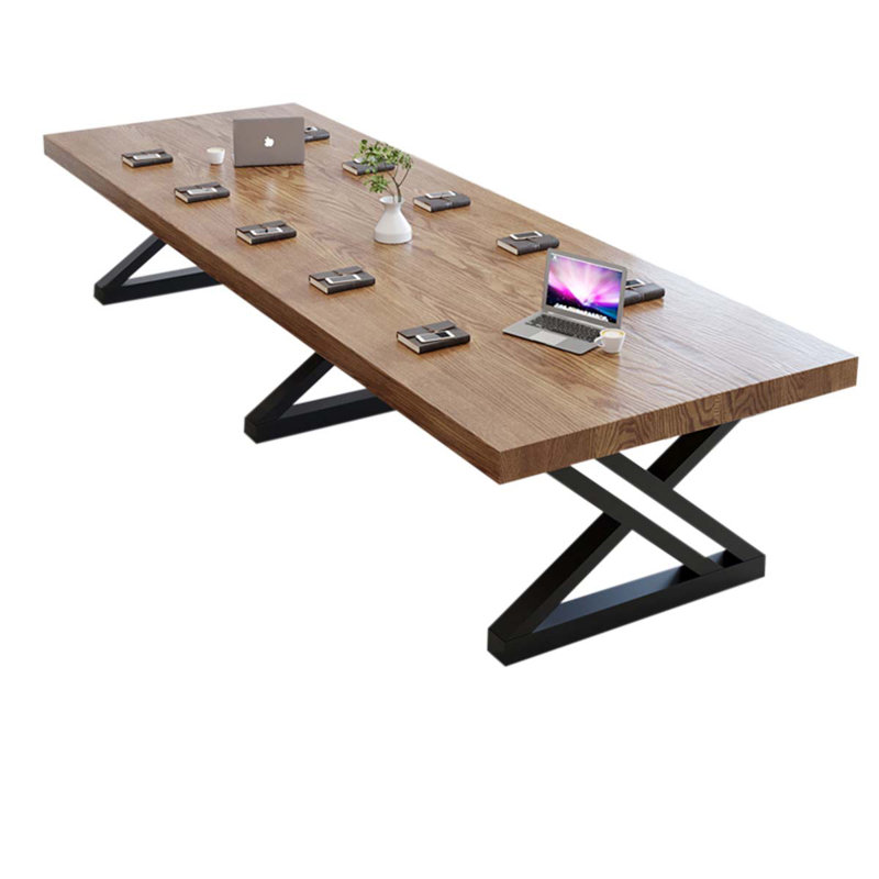 Table de conférence modulaire moderne en noyer, plateau de table modulaire en bois massif (ensemble de 2)