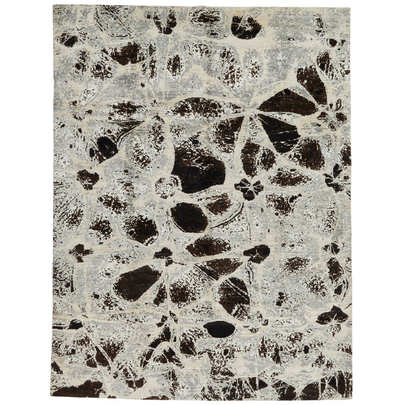 Tapis contemporain gris et brun 8 x 10