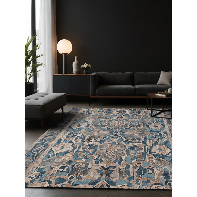 Tapis gris soyeux et moelleux, Rectangle 7 pi x 10 pi