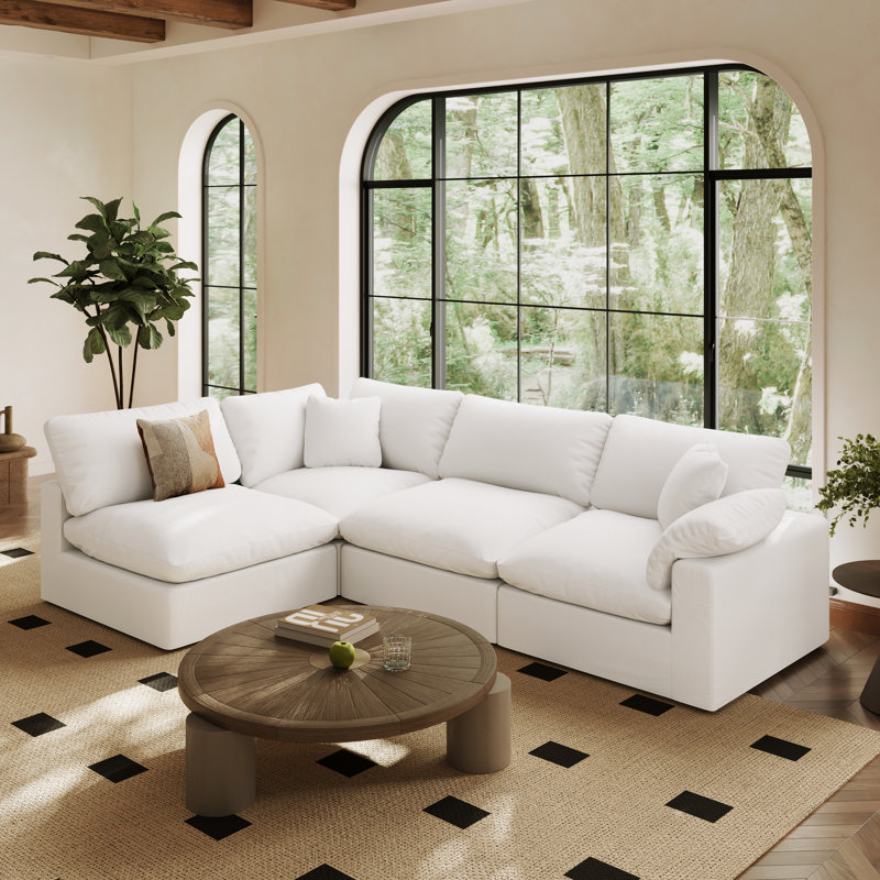 Canapé modulaire surdimensionné 4 places Cloud Couch, H 34,6 po x l 110,8 po x P 71,5 po, 4, Blanc