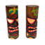Ensemble de 2 statues tropicales tiki en bois brun sculpté à la main, tortue et palmier, 8 pouces de haut