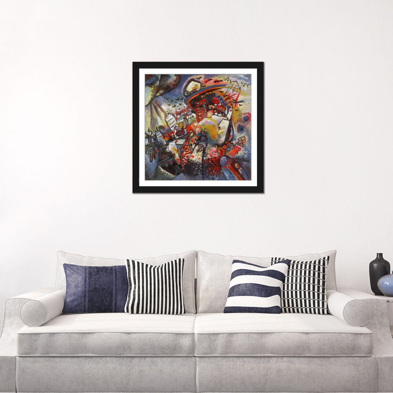 "Moscow" par Wassily Kandinsky, impression sur toile, H 16 po x l 16 po x P 1 po, Papier d'art encadré noir, Blanc