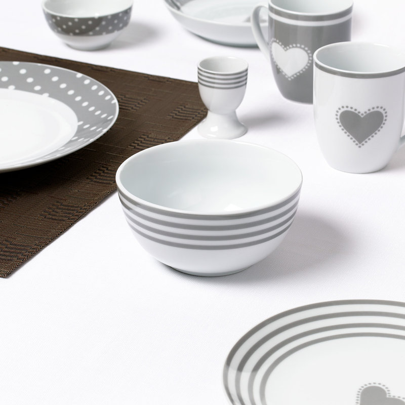  56 Piece Porcelain China Dinnerware Set - Service for 6