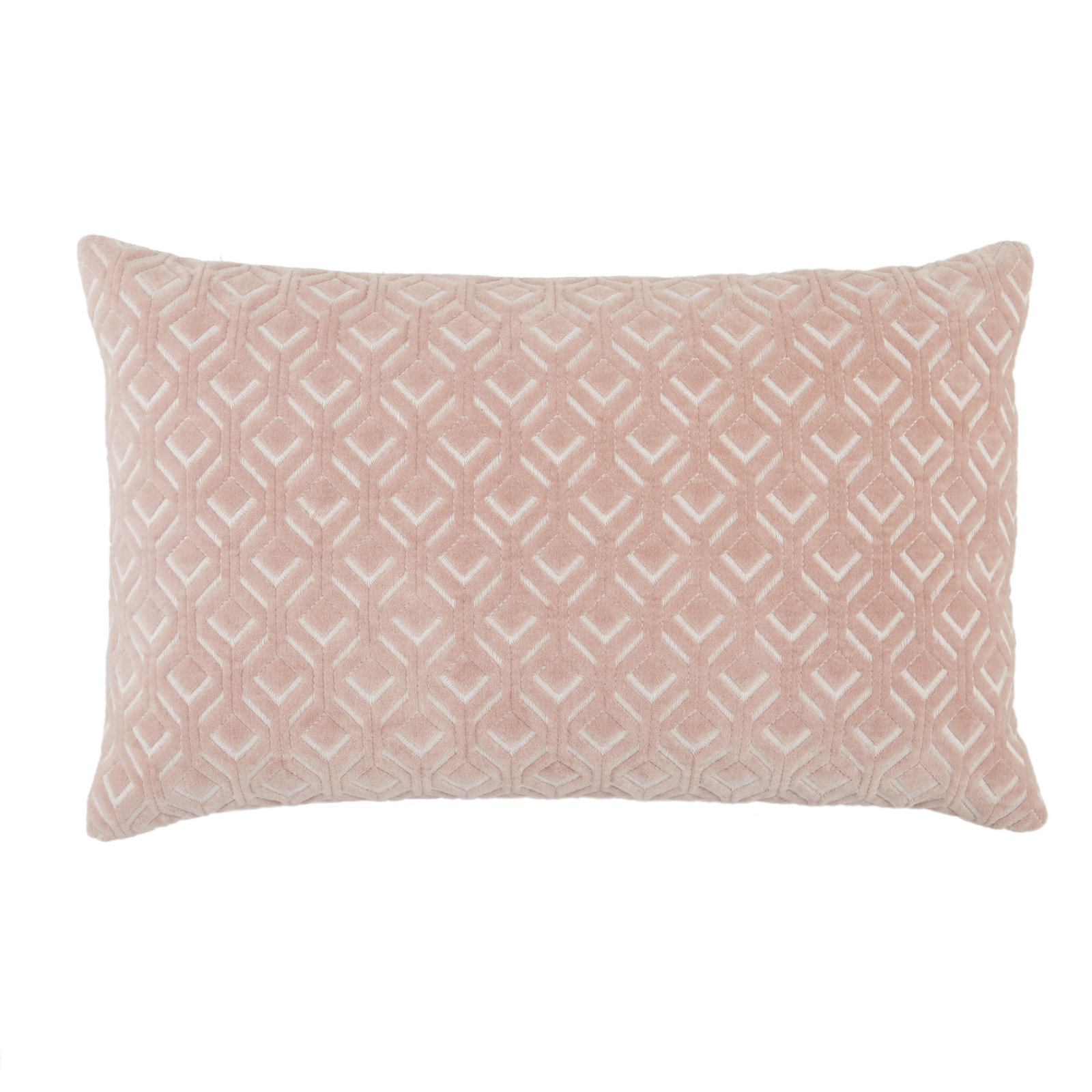 Ryans Embroidered Cotton Lumbar Throw Pillow, Blush, Down Alternative, Rectangle 13" H x 21" W