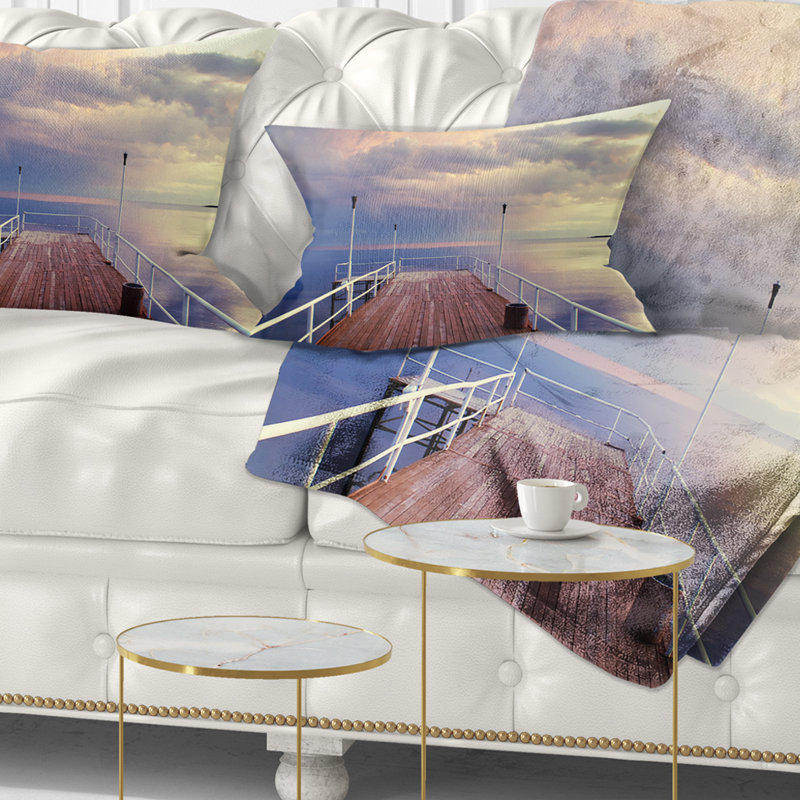 Pier Under Bright Sky - Landscape Printed Throw Pillow