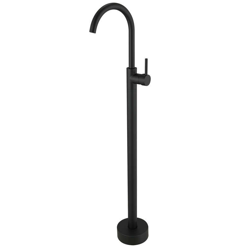 Single-Handle Freestanding Tub Faucet Floor Mount Tub Filler Tub Spout Function Without Handheld Spray, Matte Black