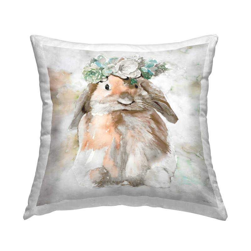 Coussin décoratif à imprimé floral Bunny & Spring par Stellar Design Studio