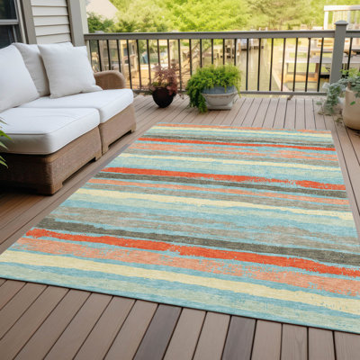 Tapis d'intérieur / extérieur bleu Sylira 