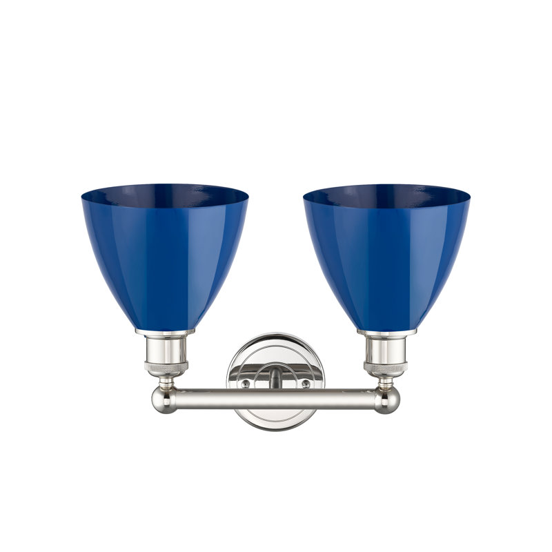 Éclairage pour meuble-lavabo de salle de bain 2 lumières 16,5 pouces Anjail Dome, Bleu, Nickel poli