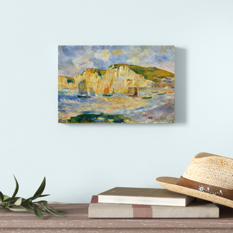 'Sea and Cliffs' by Auguste Renoir - Painting Print, 20cm H x 30cm W, Wrapped Canvas
