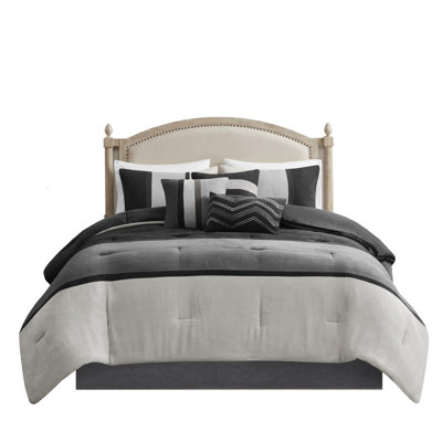 Black Faux Suede Bedding - King 2 Decorative Pillows & Bed Skirt Square 1