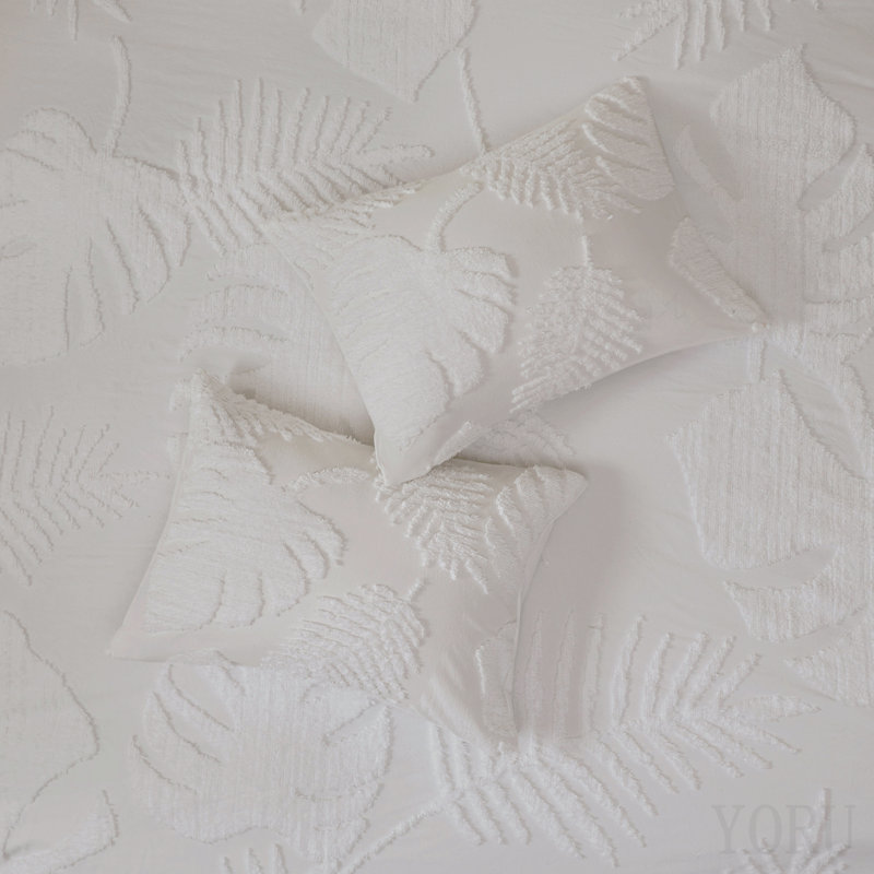 Ensemble de housse de couette en chenille de coton touffeté 3 pièces très grand / très grand californien