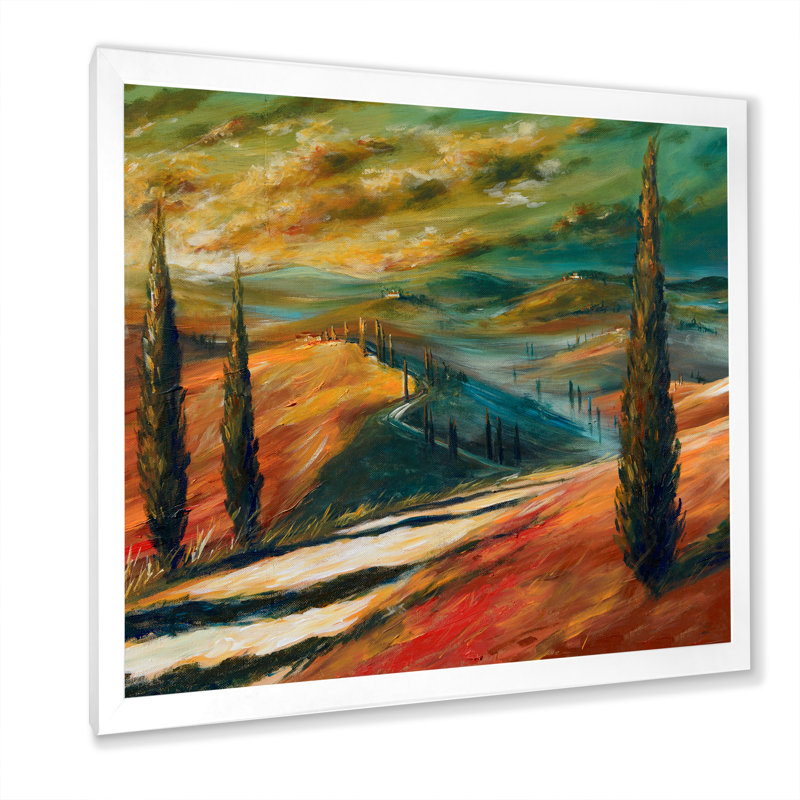 «Tuscany Valley Sunset Landscape», art mural sur toile traditionnel, H 30 po x l 30 po x P 1 po