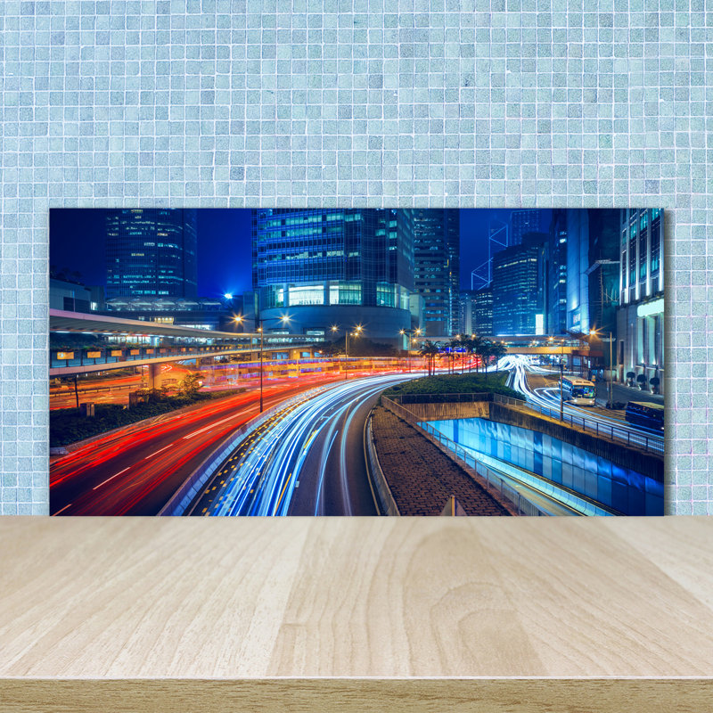 Hong Kong by Night 50cm x 100cm Glass Panel
