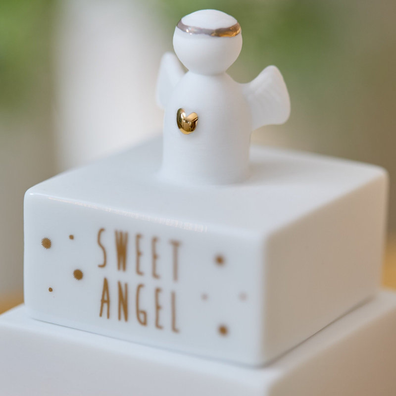 Boîte à bijoux en porcelaine Sweet Angel et figurine d'ange 2 en 1