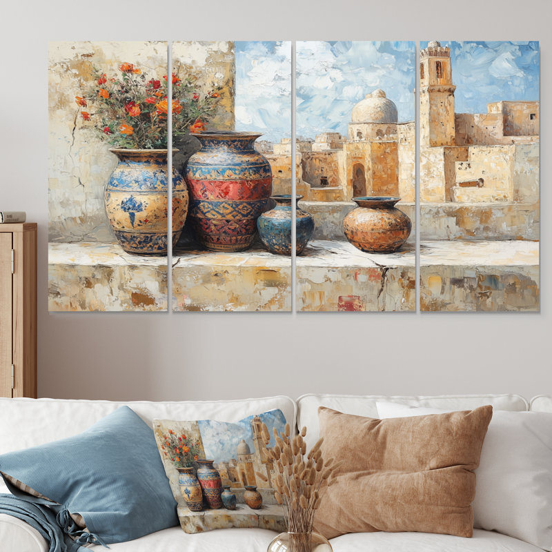 Casablanca Casablanca Pottery I - Ensemble de décoration murale poterie marocaine, H 32 po x l 64 po