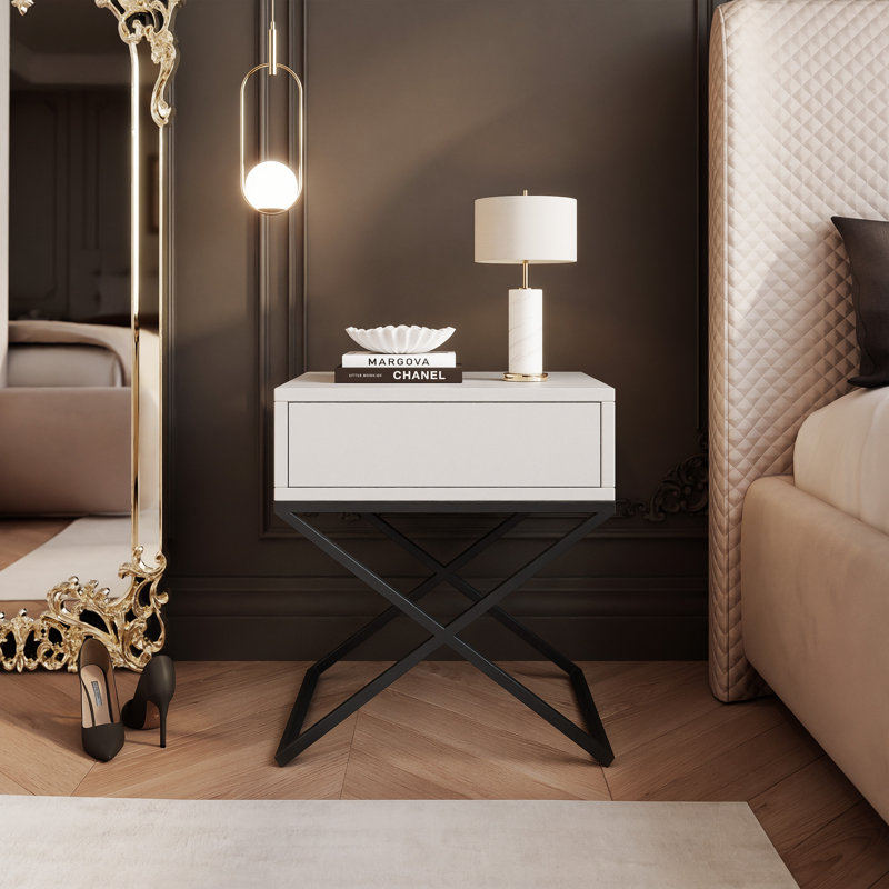 45 cm W Bedside Table, black/kaschmir