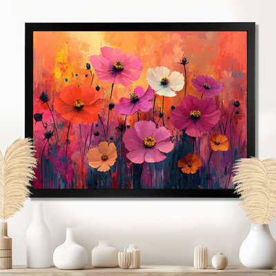 Jackielyn Neon Meadow in Bright Contrasts Pop Art - Fleurs murales sur toile