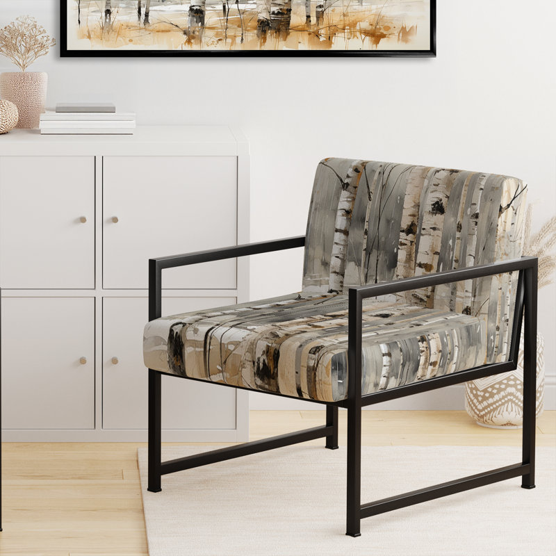 Chaise d'appoint rembourrée Winter Forest, Noir